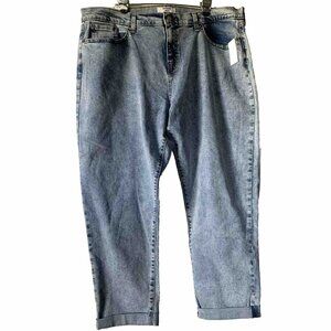 DENIZEN from Levi's Women's Mid-Rise Cropped Boyfriend Blue Jeans Size 22